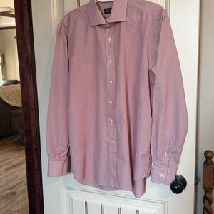 Camiciaio Men's 100% Cotton Berry Colored Striped Shirt.  Excellent Condition